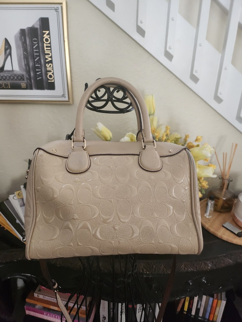 Coach Signature Embossed Patent Mini Bennett Satchel - Picture 2 of 8